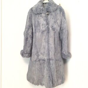Vintage Real Gray Rabbit Fur Coat